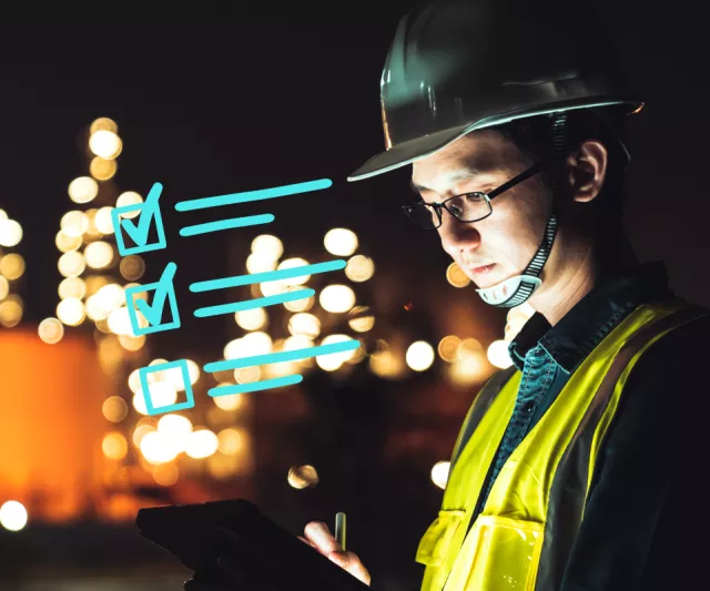 Man managing construction tasks on site